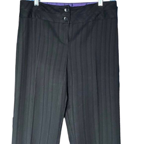 Next black pinstripe wide leg trousers career pants size 8 Long - Picture 3 of 10